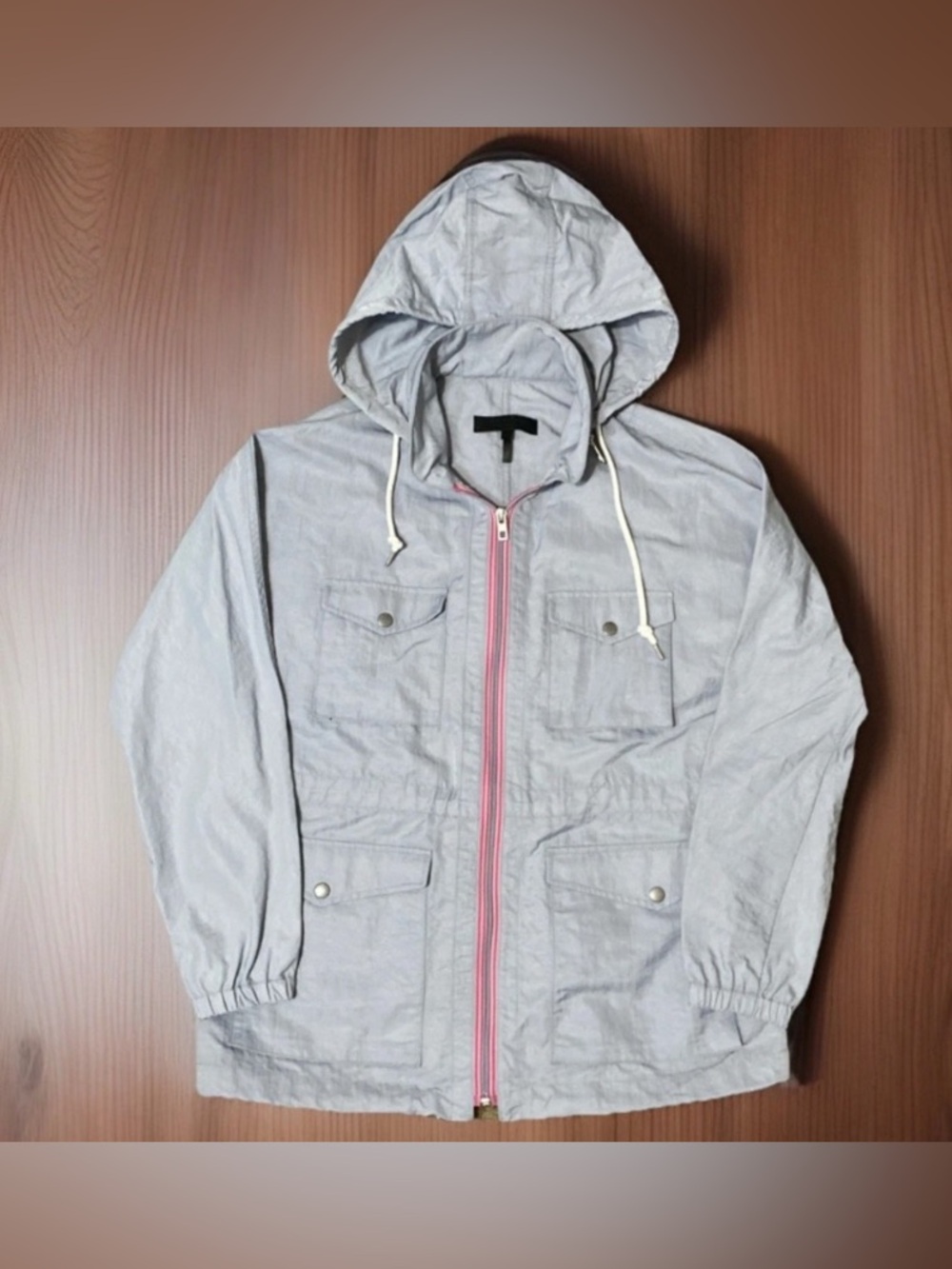 Rag and Bone Woman’s Rain Jacket Size Small Color : Baby Blue w/ Pink Zipper - Picture 1 of 7
